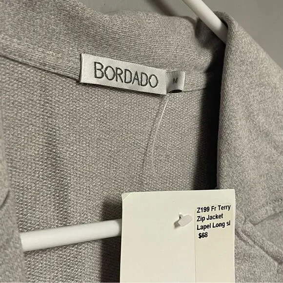 Bordado Women’s Terry Zip Jacket lapel Heather gray size Medium M blazer - Picture 2 of 4